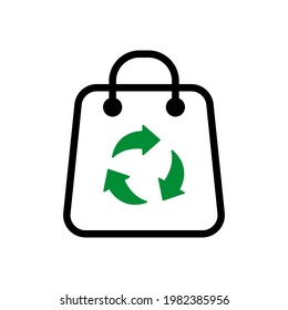 shopping bag with recycle symbol icon vector