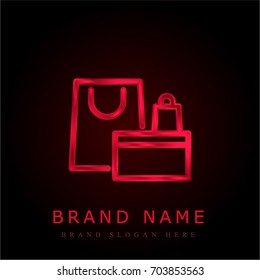 Shopping bag red chromium metallic logo