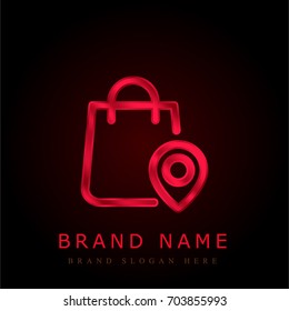 Shopping bag red chromium metallic logo