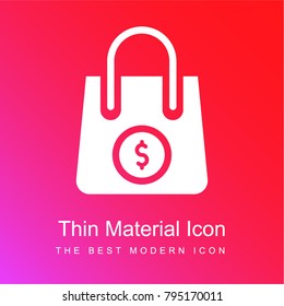 Shopping bag red and pink gradient material white icon minimal design