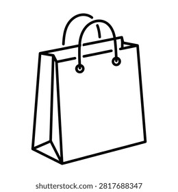 Shopping bag retail commerce line art icon with shopping commerce purchase consumer business container economic