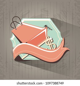shopping bag retro style label
