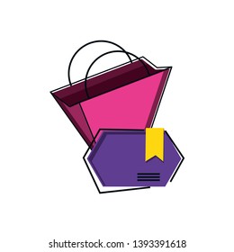 shopping bag with ribbon isolated icon