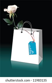 Shopping  bag with rose, vector illustration