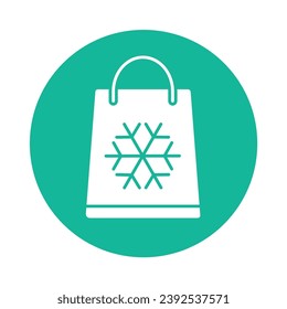 Shopping Bag Round Icon Vector Illustration Isolated on Transparent Background. Use for Xmas, Decoration, Greeting Card Etc.