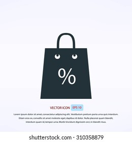 Shopping bag with the sale, discount, percentage symbol icon