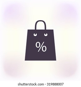 Shopping bag with the sale, discount, percentage symbol icon