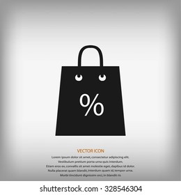 Shopping bag with the sale, discount, percentage symbol icon