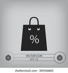 Shopping bag with the sale, discount, percentage symbol icon