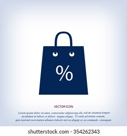 Shopping bag with the sale, discount, percentage symbol icon