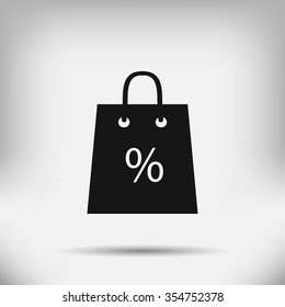 Shopping bag with the sale, discount, percentage symbol icon