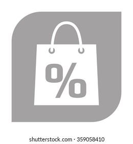 Shopping bag with the sale, discount, percentage symbol icon.