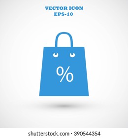 Shopping bag with the sale, discount, percentage symbol icon