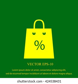 Shopping bag with the sale, discount, percentage symbol icon