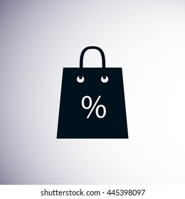 Shopping bag with the sale, discount, percentage symbol icon