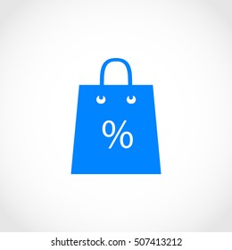Shopping bag with the sale, discount, percentage symbol icon, flat design best vector icon