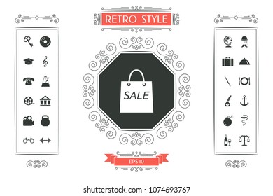 Shopping bag with the sale, discount symbol