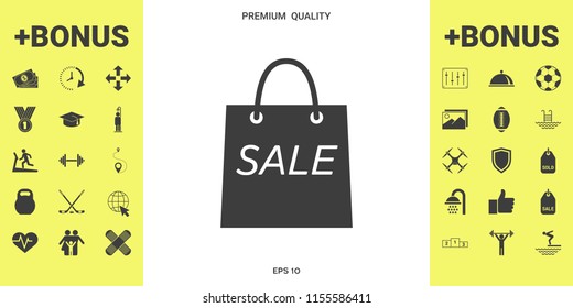 Shopping bag with the sale, discount symbol