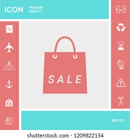 Shopping bag with the sale, discount symbol