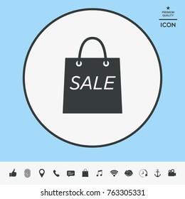 Shopping bag with the sale, discount symbol