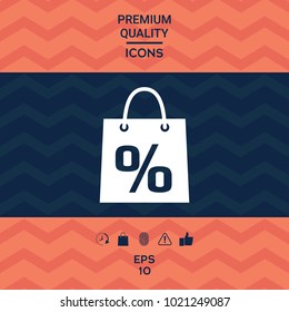 Shopping bag with the sale, percent, discount symbol