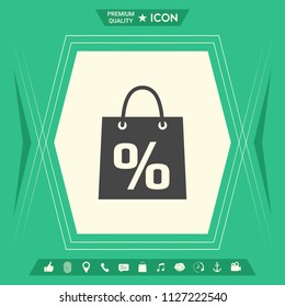 Shopping bag with the sale, percent, discount symbol
