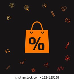 Shopping bag with the sale, percent, discount symbol. Graphic elements for your design