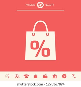 Shopping bag with the sale, percent, discount symbol. Graphic elements for your design
