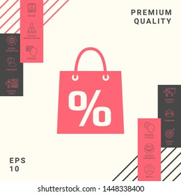 Shopping bag with the sale, percent, discount symbol. Graphic elements for your design