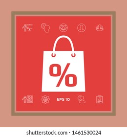 Shopping bag with the sale, percent, discount symbol. Graphic elements for your design