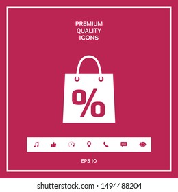 Shopping bag with the sale, percent, discount symbol. Graphic elements for your design