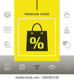 Shopping bag with the sale, percent, discount symbol. Graphic elements for your design