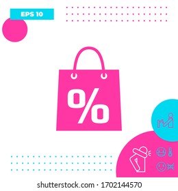 Shopping bag with the sale, percent, discount symbol. Graphic elements for your design