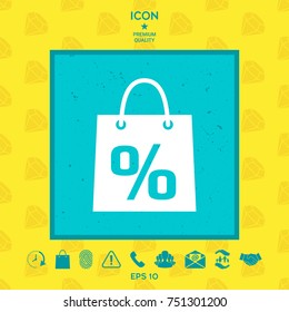 Shopping bag with the sale, percent, discount symbol