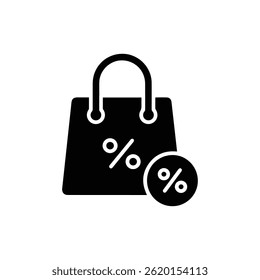 Shopping Bag with Sale Percentage Symbol Representing Discounts on Products
