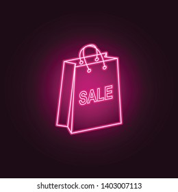 shopping bag with a sale sign neon icon. Elements of Sale set. Simple icon for websites, web design, mobile app, info graphics