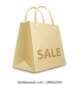 Shopping bag with a sale tag. Vector illustration