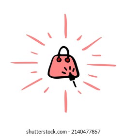 Shopping bag sales vector illustration. Hand drawn sketch icon with star lights. Cyber monday promotion	