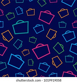 shopping bag seamless pattern. colorful shopping bag vector.