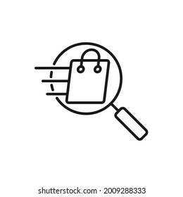 Shopping Bag with Search icon Vector Design. Shopping Bag icon with Searching design concept for e-commerce, online store and marketplace website, mobile, logo, symbol, button, sign, App UI