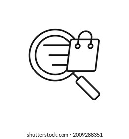 Shopping Bag with Search icon Vector Design. Shopping Bag icon with Searching design concept for e-commerce, online store and marketplace website, mobile, logo, symbol, button, sign, App UI