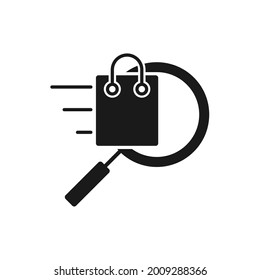 Shopping Bag with Search icon Vector Design. Shopping Bag icon with Searching design concept for e-commerce, online store and marketplace website, mobile, logo, symbol, button, sign, App UI