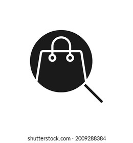 Shopping Bag with Search icon Vector Design. Shopping Bag icon with Searching design concept for e-commerce, online store and marketplace website, mobile, logo, symbol, button, sign, App UI
