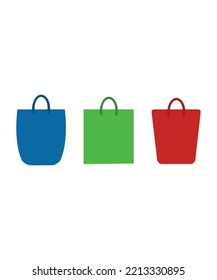 Shopping bag set isolated on white background - vector. Perfect for coloring book, textiles, icon, web, painting, books, t-shirt print. bag set in flat style