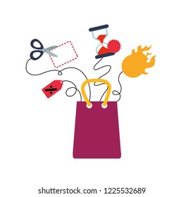 shopping bag with set tags