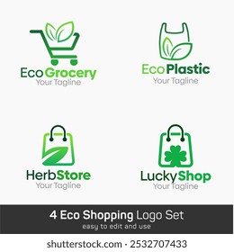 Conjunto de Plantilla de logotipo de forma de bolsa de compras. Bueno para empresas, agencias, comunidad y Organización