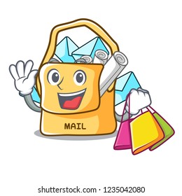 Shopping the bag with shape mail cartoon