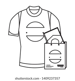 shopping bag and shirt with company emblem