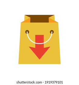 Shopping Bag Shop Down Move Arrow icon in color icon, isolated on white background 