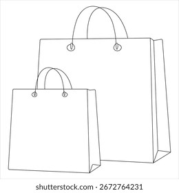Bolsa de compras de la tienda editable continua de una línea de arte